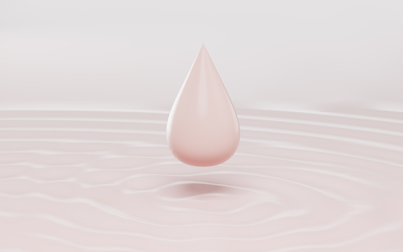 粉色液体和水珠3D渲染