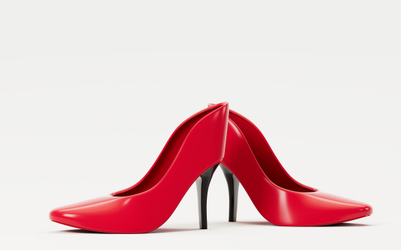 白色背景下的高跟鞋3D渲染