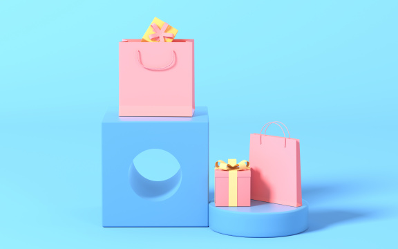 创意几何图形与礼盒3D渲染