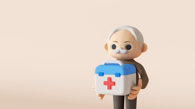 三维老爷爷生病模型