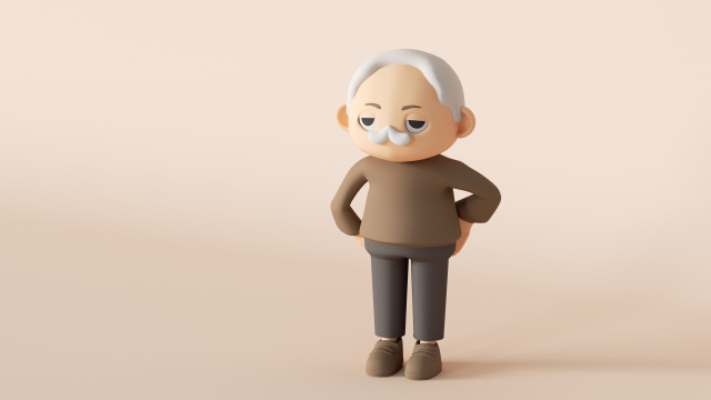 三维老爷爷生病模型