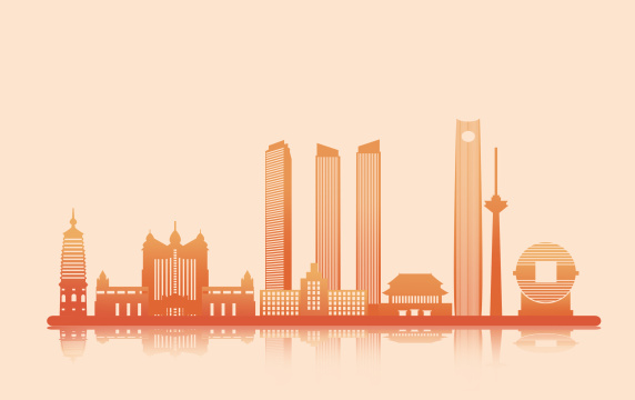 卡通手绘沈阳城市剪影插画