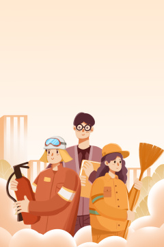 卡通手绘劳动节插画