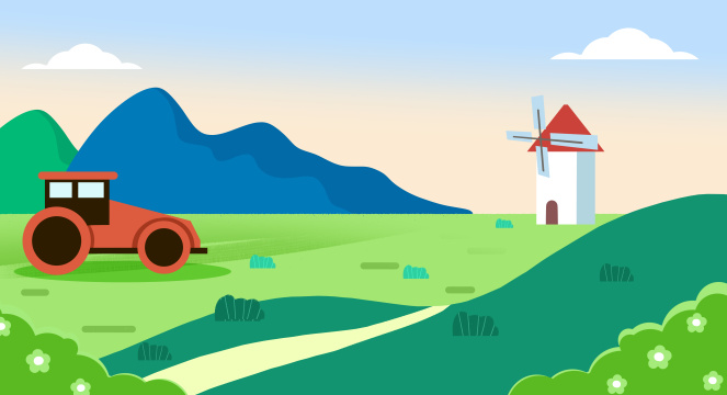 卡通手绘农业耕种插画