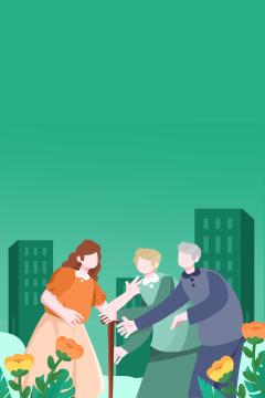 卡通手绘老人家插画