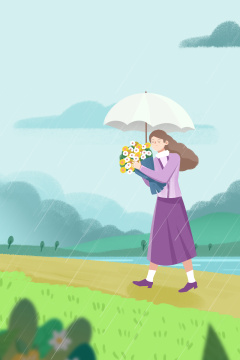 卡通手绘中国清明节扫墓插画