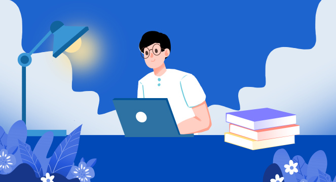 卡通手绘读书教育学习开学季插画