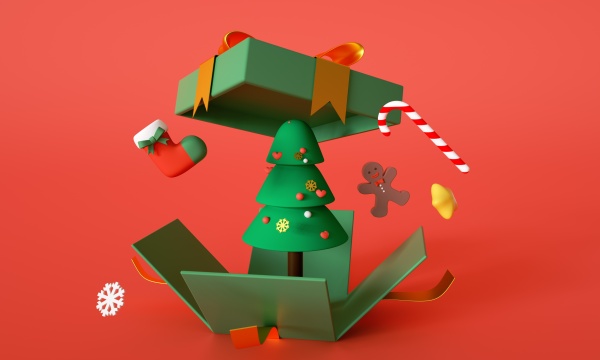 三维圣诞节圣诞树平安夜模型