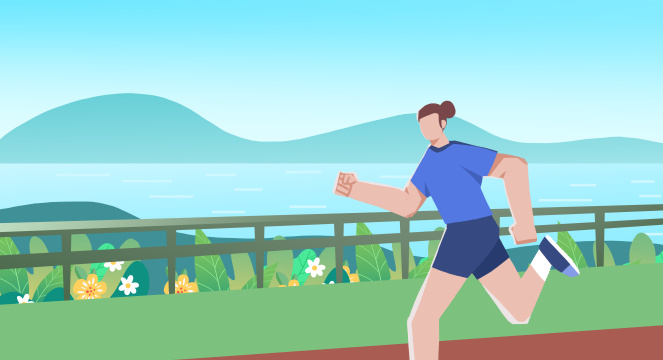 卡通手绘全民健身节减肥插画