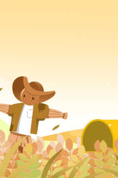 卡通手绘节气芒种小麦插画