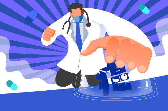 卡通手绘医生制服癌症插画