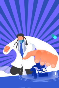 卡通手绘医生制服癌症插画