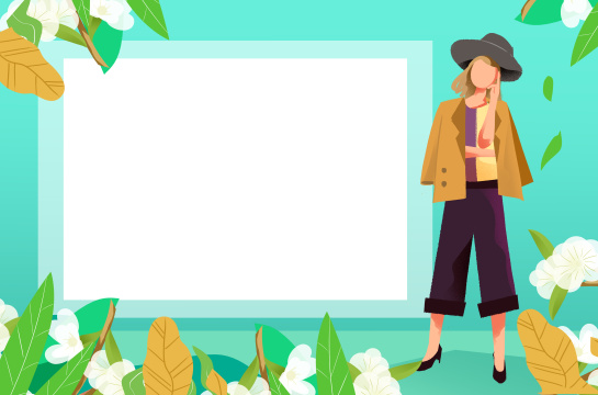 卡通手绘春季夏季商品展示花草面板插画