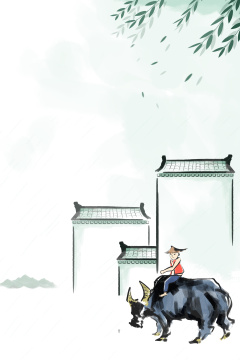 卡通手绘中国水墨风格清明节插画