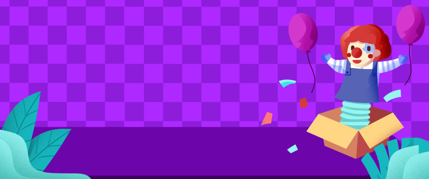 愚人节小丑盒子手绘插画