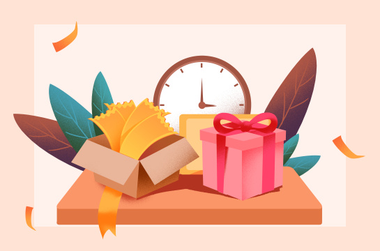 卡通手绘礼品礼券素材插画