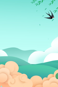 卡通手绘春天场景背景插画