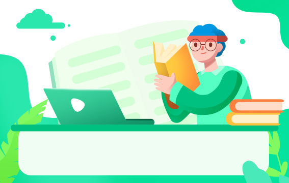 卡通手绘男孩手拿书本看书学习插画