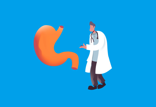 医生诊断胃疼胃炎消化疾病治疗插画