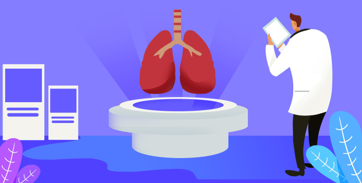 卡通手绘肺部健康医疗医生治疗插画