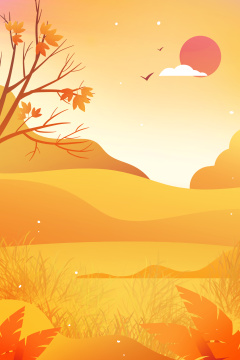 卡通手绘秋天芒种背景风景插画