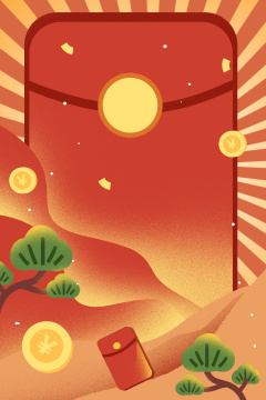 卡通手绘新年备年货屏海报插画背景