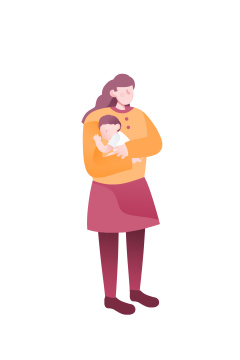 卡通手绘母婴产品妈妈抱着婴儿小孩素材插画