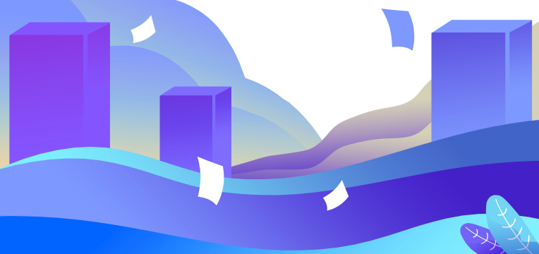 卡通手绘蓝色城市建筑背景