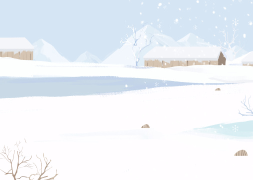 卡通手绘唯美冬天雪景小寒大寒冬季插画
