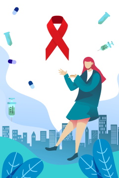 卡通手绘世界艾滋病日健康保护医疗相关插画