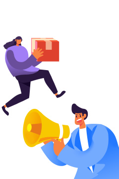 卡通手绘男人手持喇叭推销活动插画