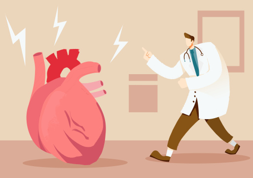 卡通手绘心脏病心肌梗塞医疗护理插画