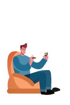 卡通手绘男人抽烟女人生气闪屏海报插画