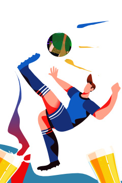 卡通手绘世界杯踢足球海报插画