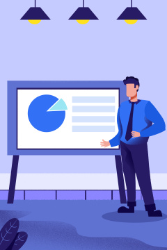 卡通手绘金融年终报告办公室年终总结插画