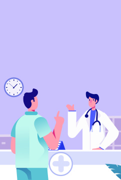 卡通手绘医患关系医生病人询问医疗诊断插画
