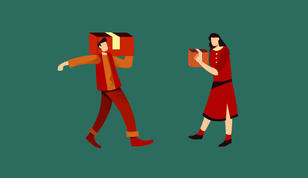 卡通手绘红色喜庆购物节双十一双十二备年货插画