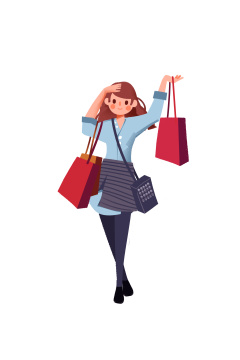  卡通手绘女神电商购物网购海报闪屏插画