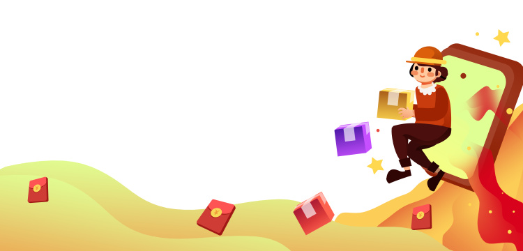  卡通手绘女生电商购物网购海报闪屏插画