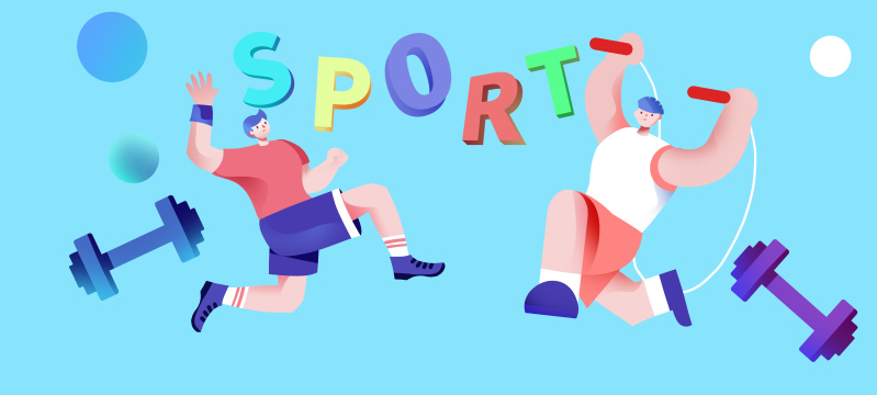 卡通手绘运动健身奥运会比赛项目头图插画