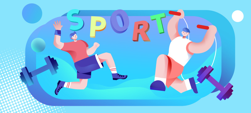 卡通手绘运动健身奥运会比赛项目头图插画