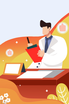 卡通手绘医生医疗体检问诊门诊闪屏插画