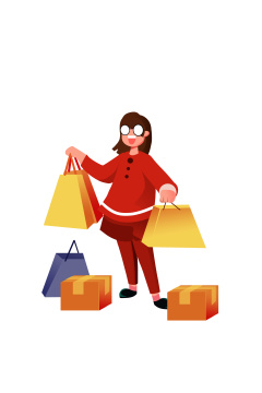  卡通手绘电商购物网购海报闪屏插画