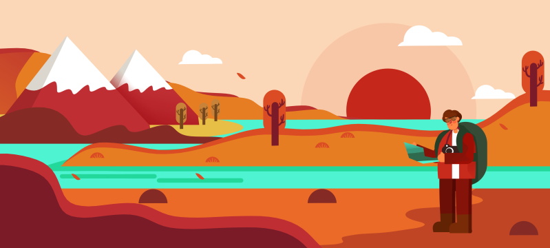 卡通手绘秋季秋天立秋黄色旅行闪屏插画