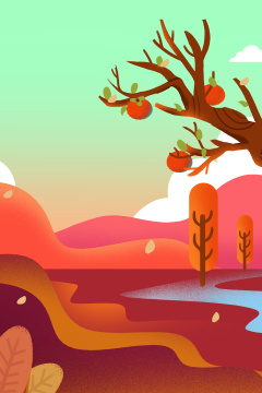 卡通手绘二十四节气霜降秋天秋女孩插画