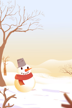 卡通手绘二十四节气立冬男孩堆雪人海报闪屏插画