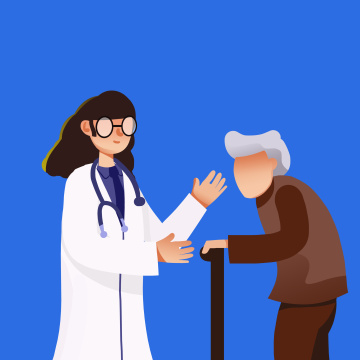 卡通手绘女医生医疗护士医师指导素材人物插画