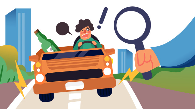  卡通手绘酒驾醉酒违法行为开车插图插画