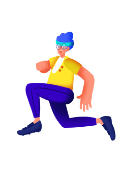 卡通手绘锻炼身体男孩跑步健康运动插画