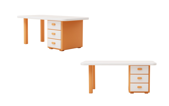 卡通风格办公桌3D渲染